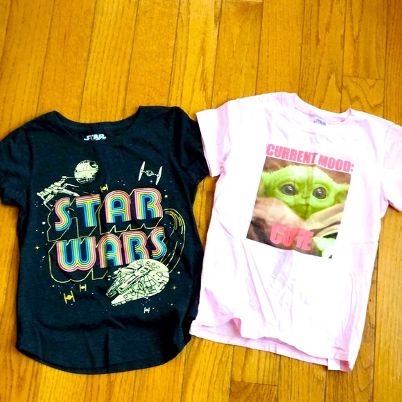 Baby Yoda Star Wars Girls TShirt Lot 7/8 &8/10 - Picture 1 of 3